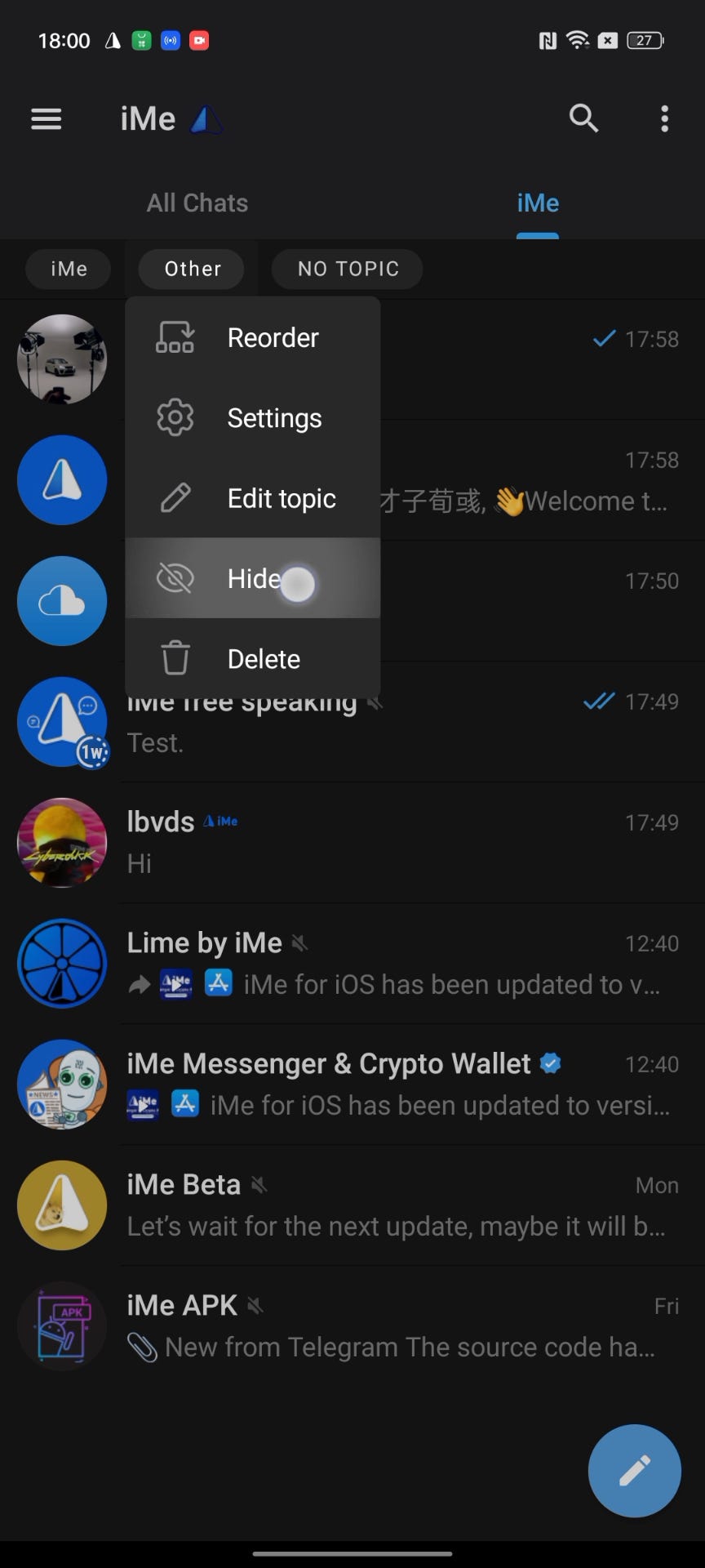 使用 iMe 提高您的工作效率和隐私：在 Telegram 上隐藏主题和文件夹