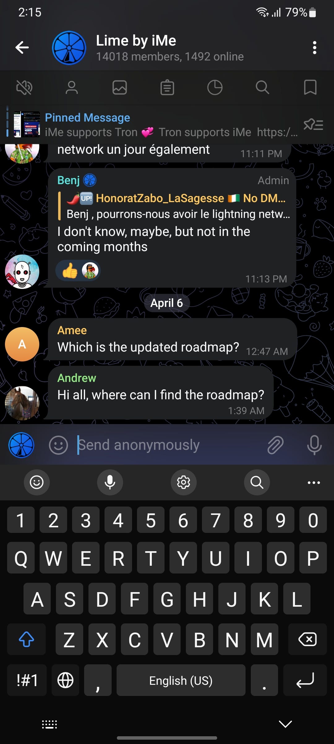 iMe Telegram 聊天的多回复功能